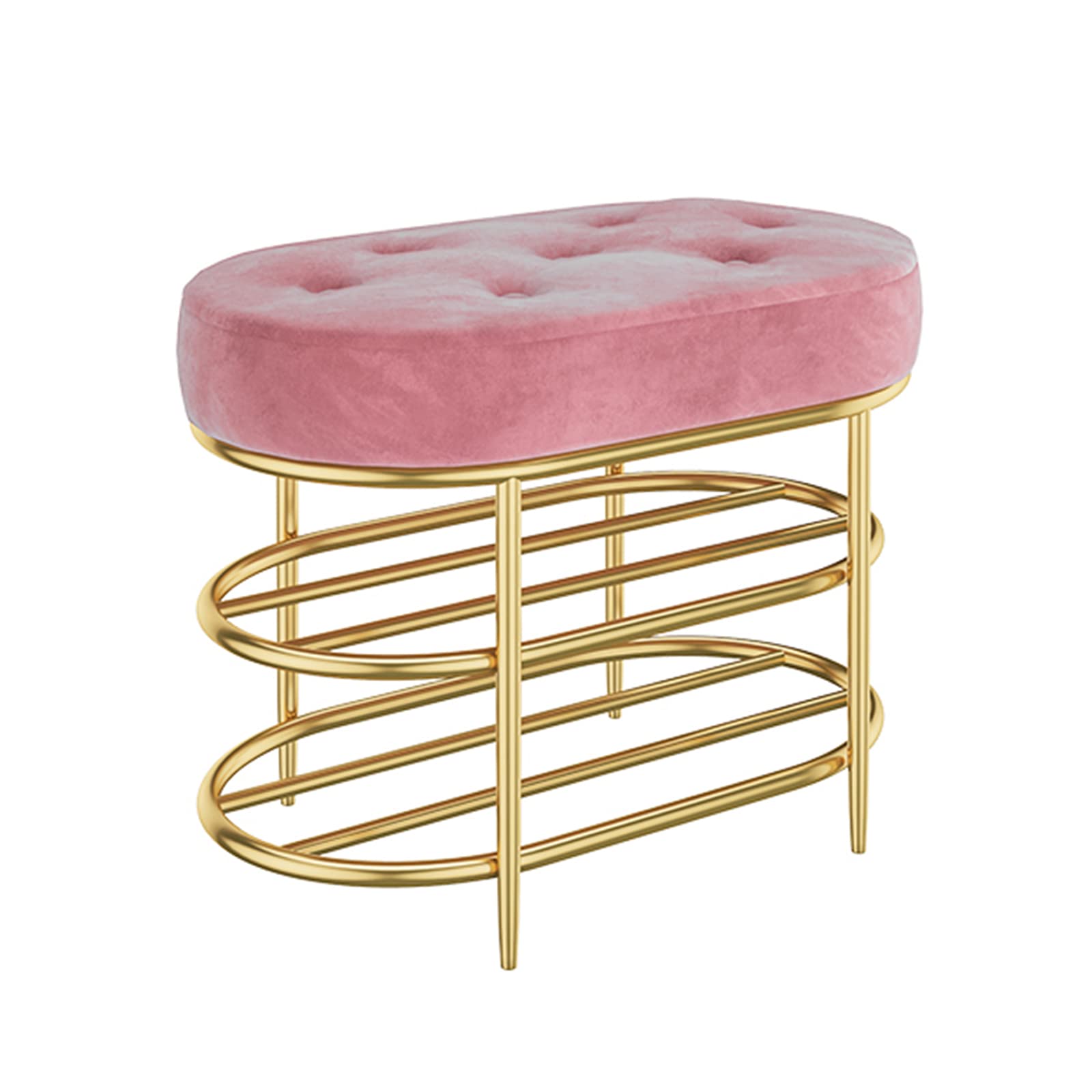 LWJSOCP Luxury Velvet Upholstered Shoe Shelf & Changing Stool for Living Room & Home OfficeSpaceSaving Button Tufted Shoe Bench 80x35x45cm (31x14x18inch)