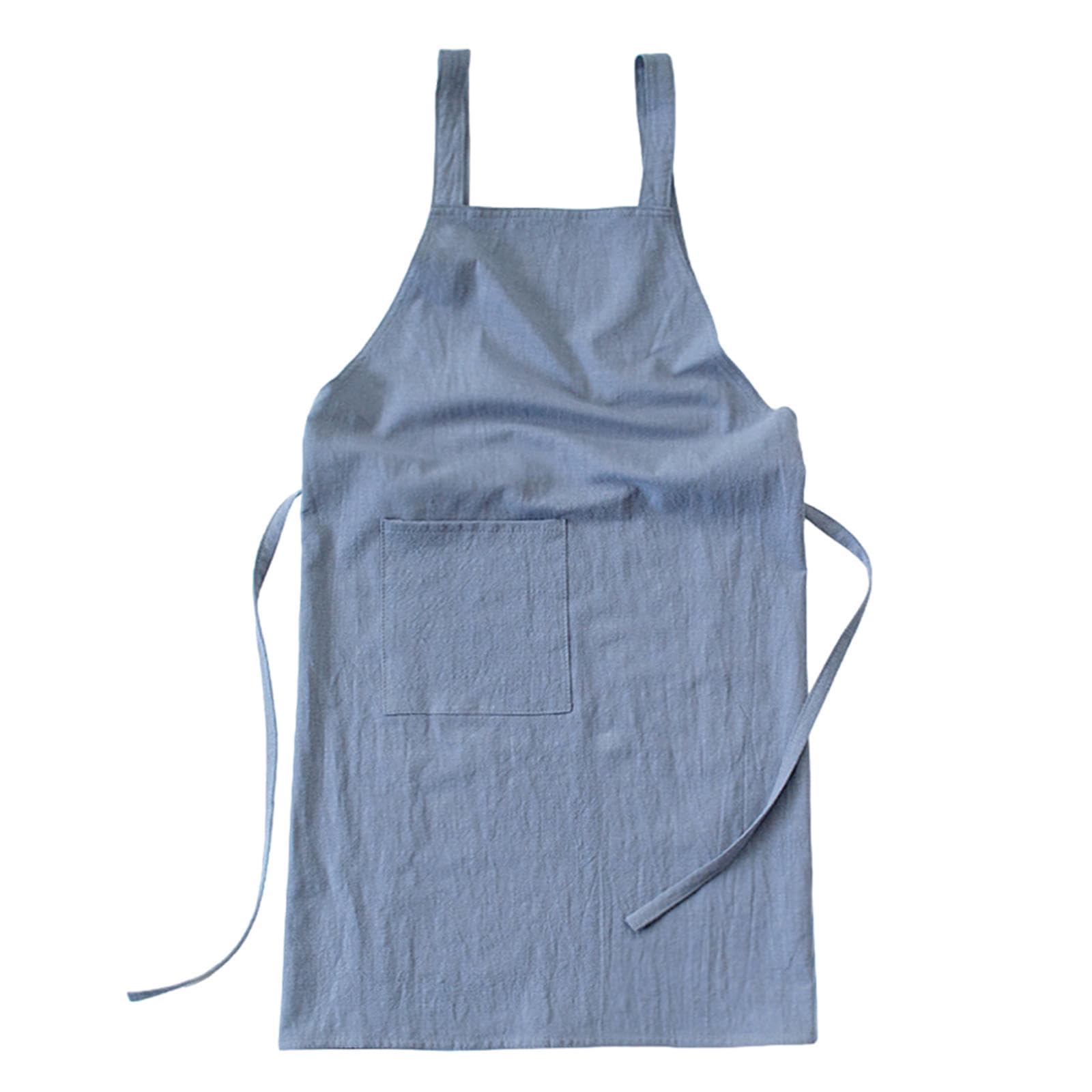 Tablier de jardinage bleu à double épaule pour la cuisine et la peinture créative