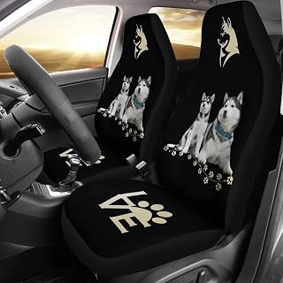 601 Uppsättning av 2 bilsätesskydd smutssäkra bilar framsätesskydd mjuka biltillbehör hinksätesskydd universell passform lastbil suv Mpv sedan kärlek siberian husky - husky älskare presenter, hundälskare gåvor