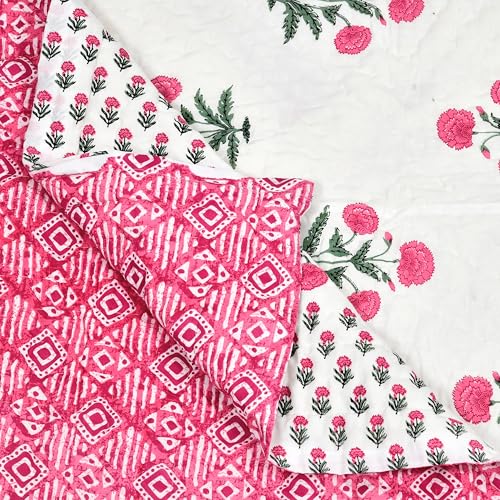 Image of BLOCKS OF INDIA Hand Block Printed Cotton King Size Quilt /Rajai | Design 47