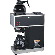 BUNN 33200.0015 VPR-2GD 12-Cup Pourover Commercial Coffee Brewer with Upper and Lower Warmers and Two Glass Decanters, Black, Stainless, Standard