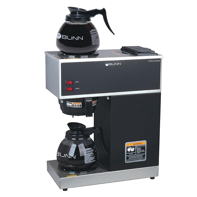 BUNN 33200 0015 VPR-2GD 12-Cup Pourover Commercial Coffee Brewer with Upper and Lower Warmers and Two Glass Decanters