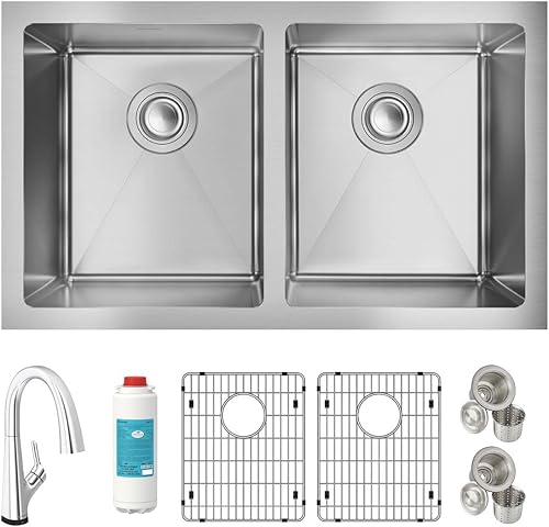 Miniatura 14 de Elkay Crosstown - Kit de fregadero de acero inoxidable calibre 16, 32-1/2 x 18 x 10 pulgadas, con grifo