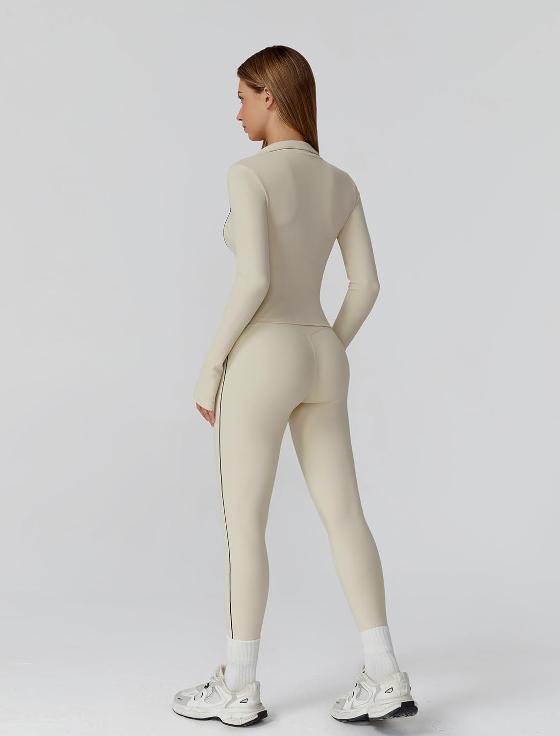 Workout Sets for Women 3 Piece Contrast Long Sleeve Jacket with Sports Bra High Waisted Yoga Leggings Active Jogger Outfits - Image 3