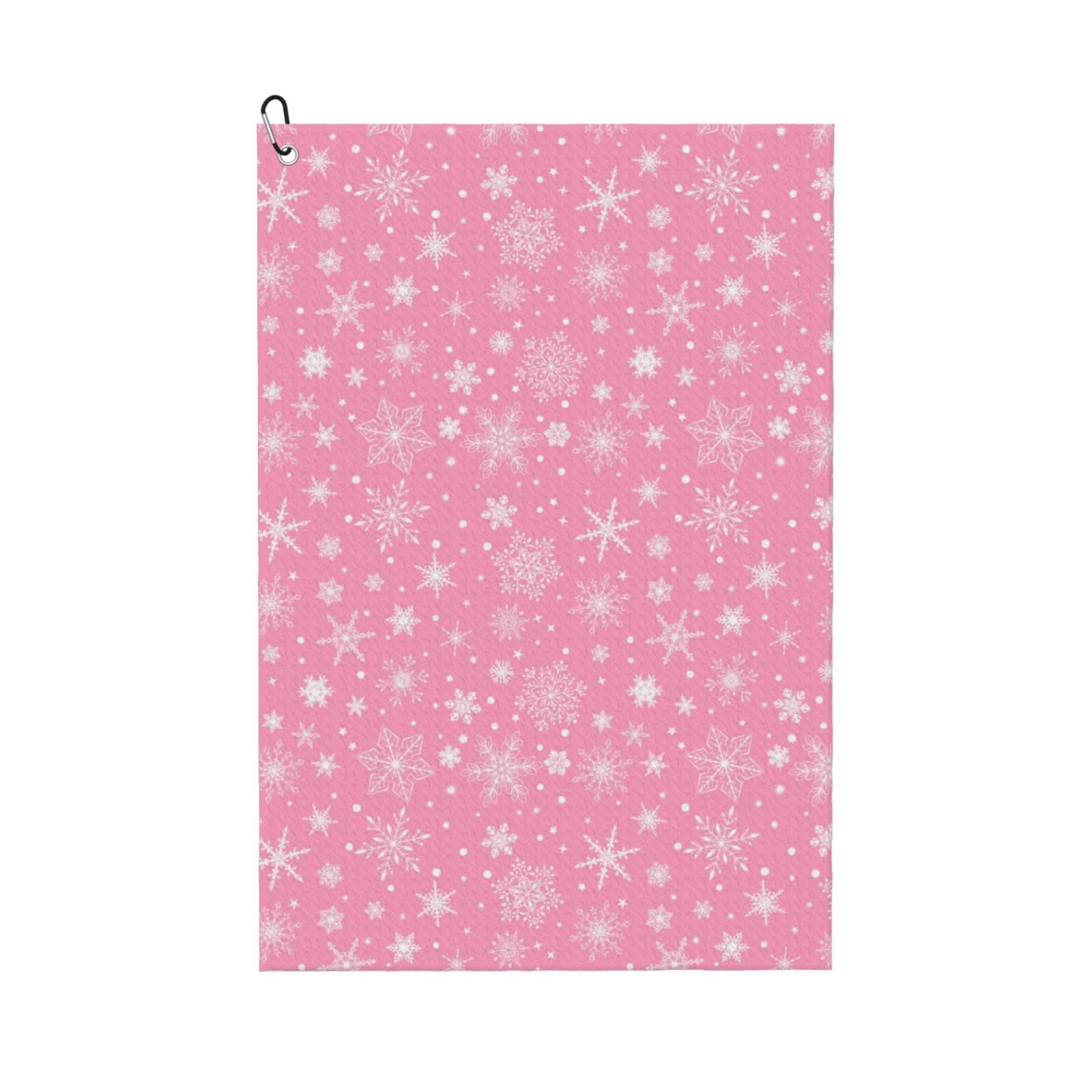 AOOEDM Snowflake Print Golf Towel with Carabiner Clip Absorbent Microfiber Golf Towel for Cleaning Golf Ball Club Putter Iron for Golf Bag Trolly Belt Loop 16" X 24"