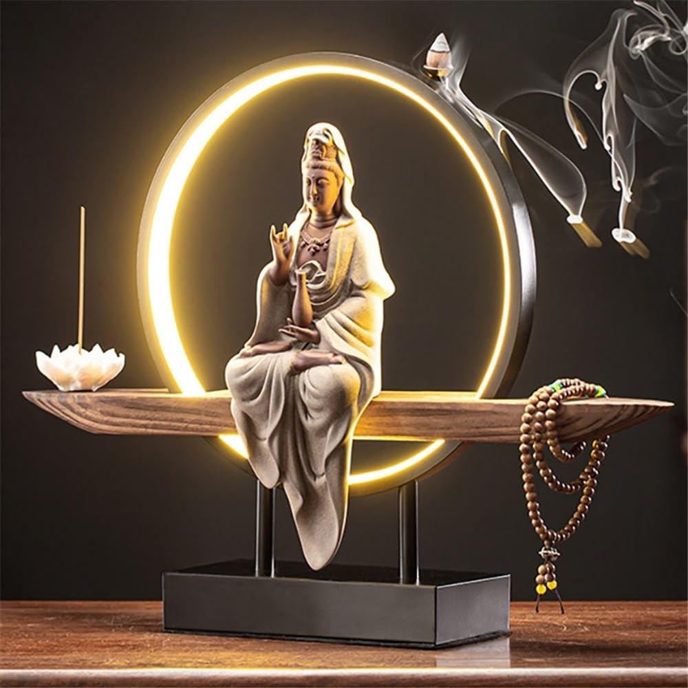 Recogedor de Cenizas Quemador de Incienso reflujo, Creativo, Decorativo, cerámica, Guanyin Bodhisattva, for el hogar y la Sala Estar Decorativo