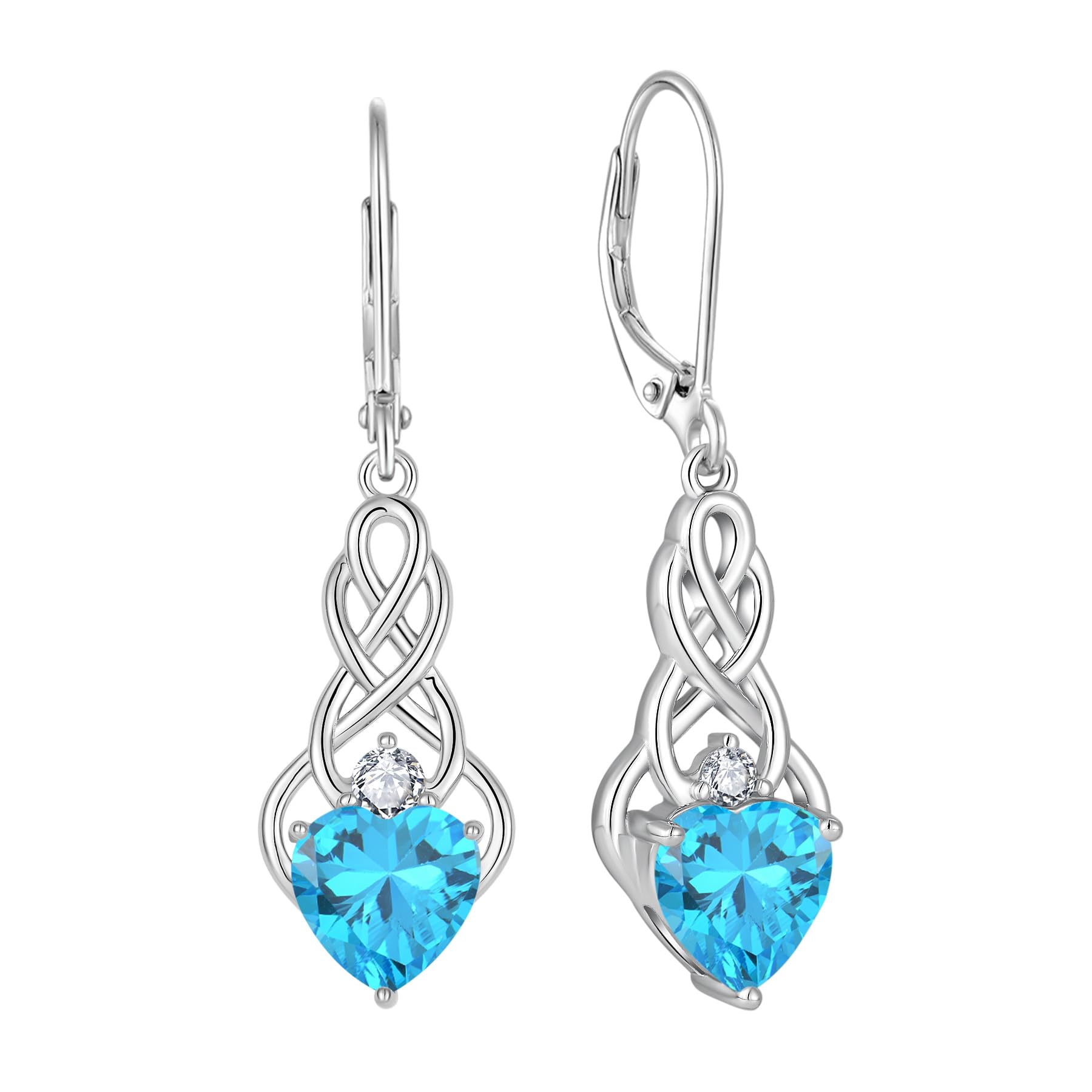 FJ Infinity Celtic Knot Earrings 925 Sterling Silver Birthstone Jewelry