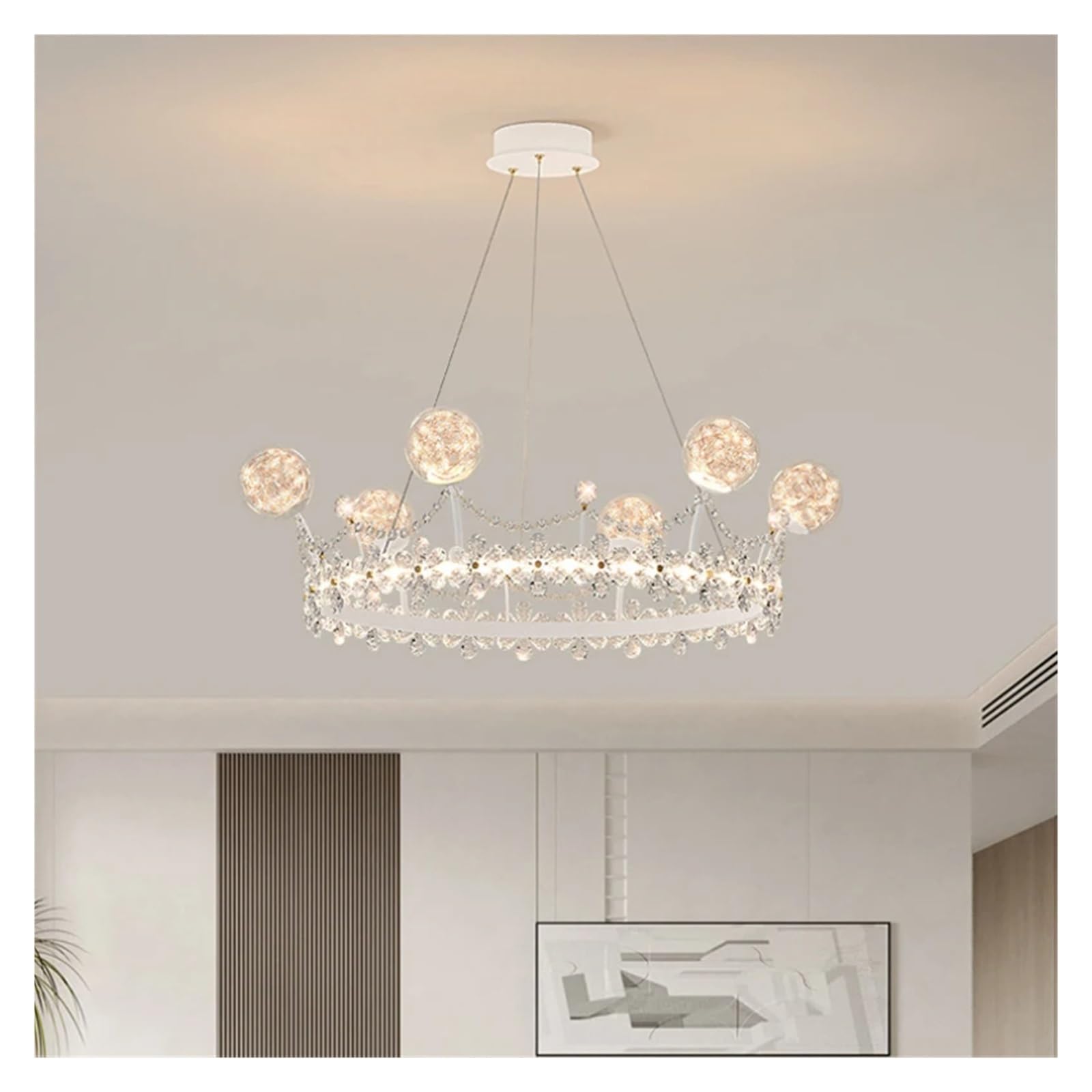 ZTCHSENZT Crystal Crown Chandeliers Bedroom Hanging Lights Modern Romantic Warm Room Princess Room Decor Chandelier,Lighting Wall Sconce,Silver-80cm