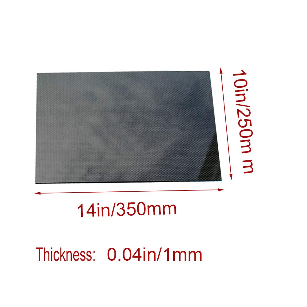 Scheda in Fibra di Carbonio 100% Pannello a Forma di Piastra 3K Pannello Rigido Twill Twill Twill Superficie Lucida per RC Drone Quadcopter,250mm x 350mm x 1mm