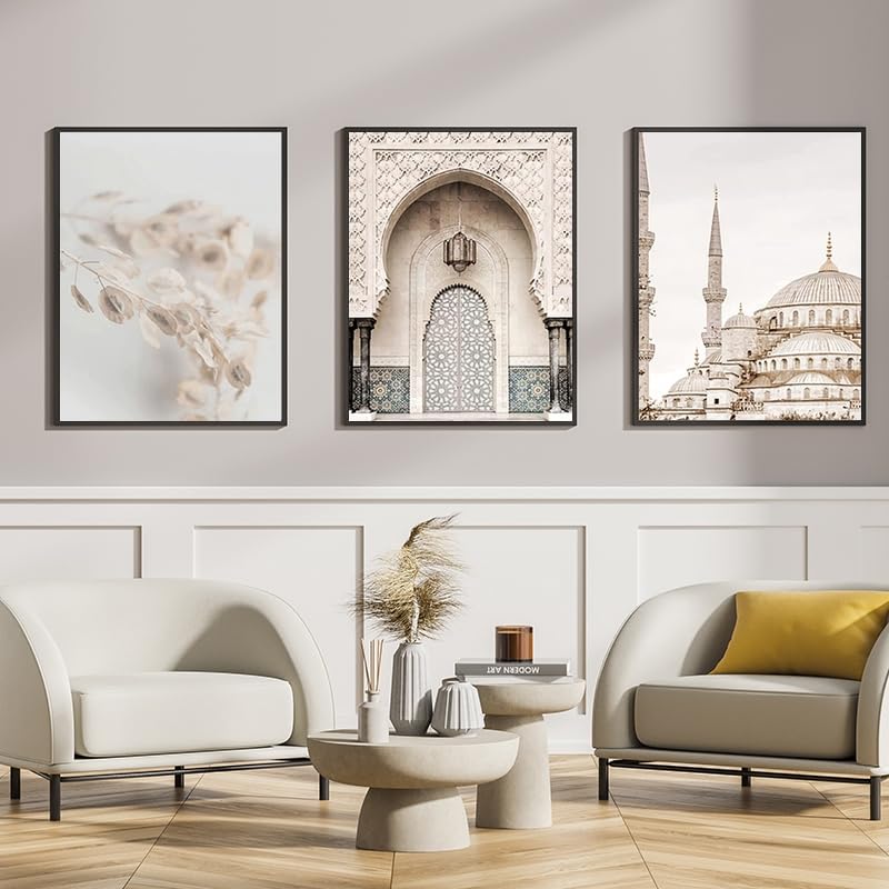 QPLGTU Marble Canvas Wall Art, Islamic Arabesque Design, Living/Bedroom Decor (Style 8, 3x20x30cm Frameless) - Image 4