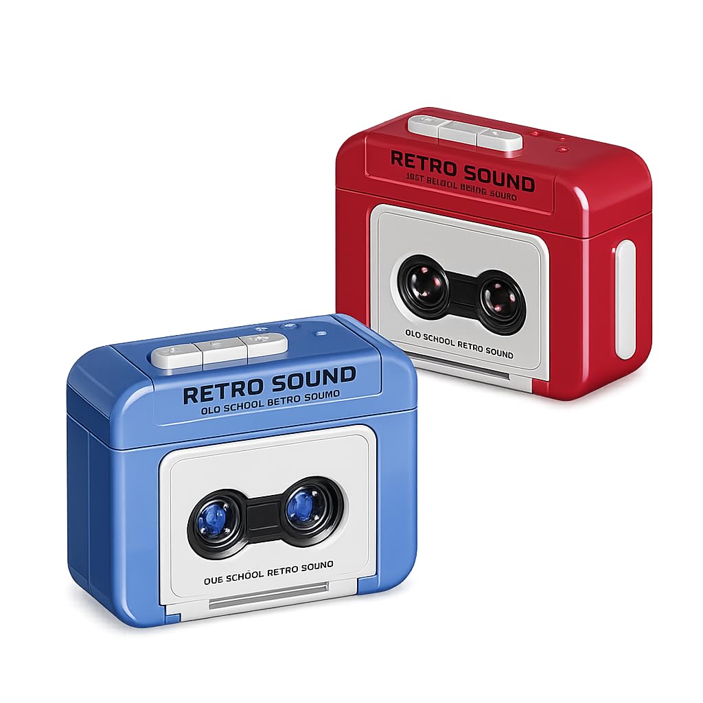 Retro Mini Tape Recorder Keychain with 15 Second Voice Recording & Playback, Vintage Cassette Design, Funny Voice Message Keyring, Gift for Kids & Adults (Multicolor)-image-43