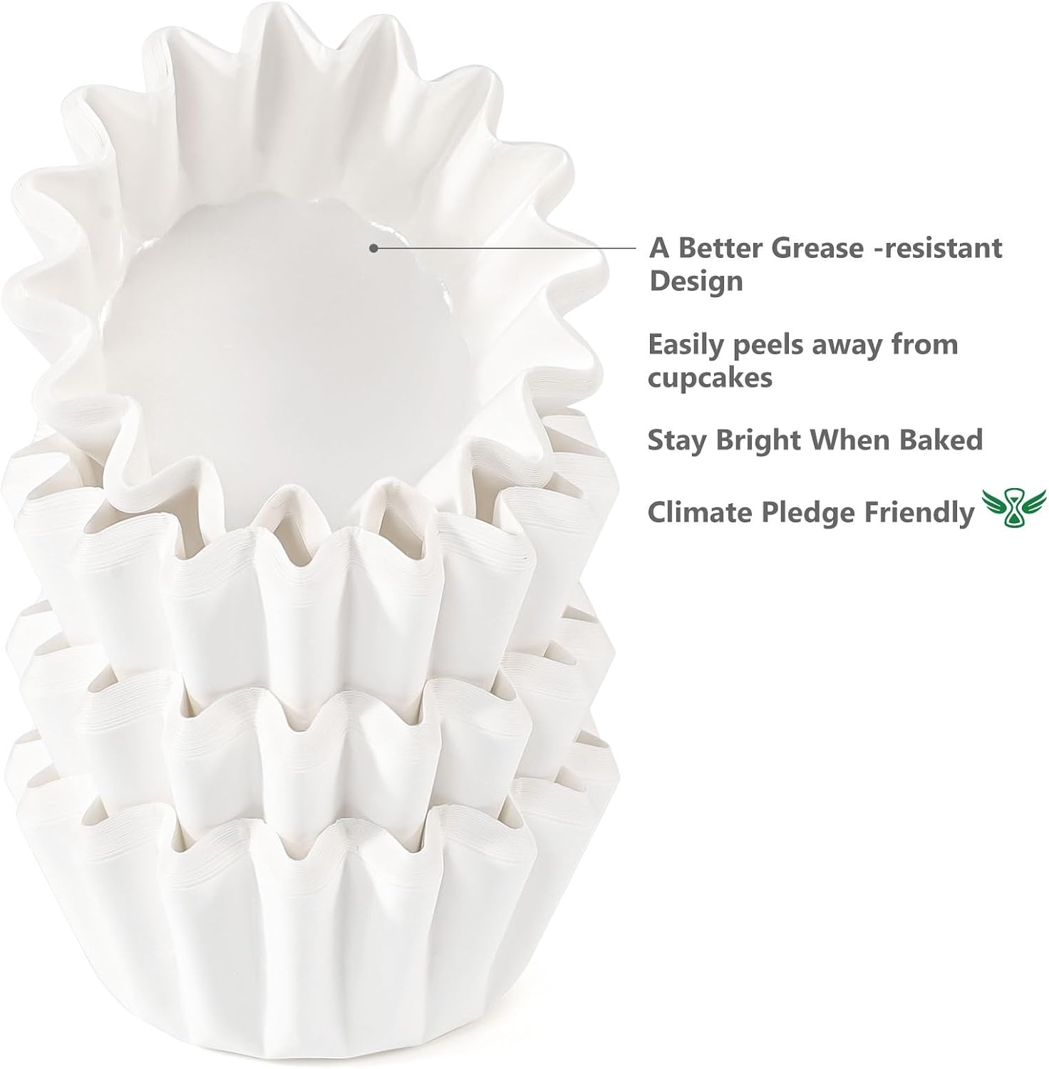 Caperci Heavy Duty White Mini Cupcake Liners Small Muffin Cups for Baking