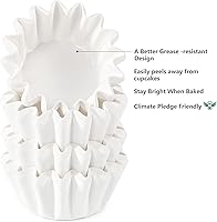 Vista 3 de Caperci Forros de mini cupcakes blancos resistentes, 200 unidades, resistentes a la grasa, tazas de papel para hornear muffins, inodoro, no necesita