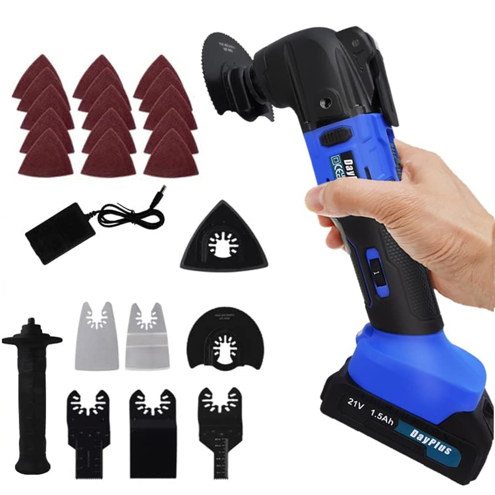 Cordless Oscillating Multi Tools with Battery and Charger, 20000 RPM Brushless Motor 21V Electric Multi Tool, 6 Variable Speeds, 4°Oscillation Angle, Oscillating Saw for Cutting, Sanding, Scraping