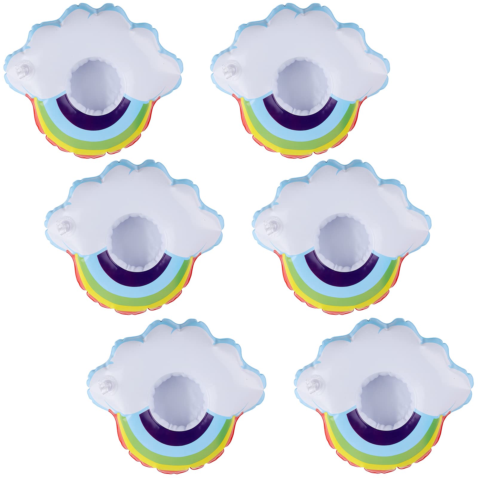 Kleeblatt Inflatable Drink Holder, 6 Pack Pool Drink Holder Floats Cup Holders Drink Floats, Cloud Floating Drink Holder for Pool Party