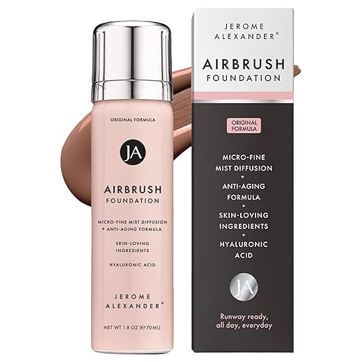 Jerome Alexander MagicMinerals AirBrush Foundation, Spray Makeup with Skincare Active Ingredients, Ultra-Light, Buildable, Full Coverage Formula (Bright Medium)