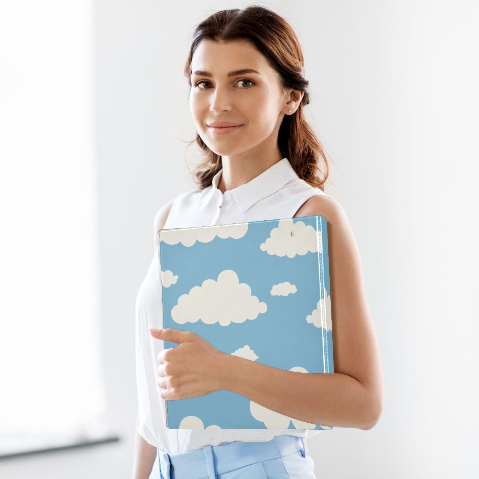 Classeur scolaire 1,5 cm et demi nuages blancs