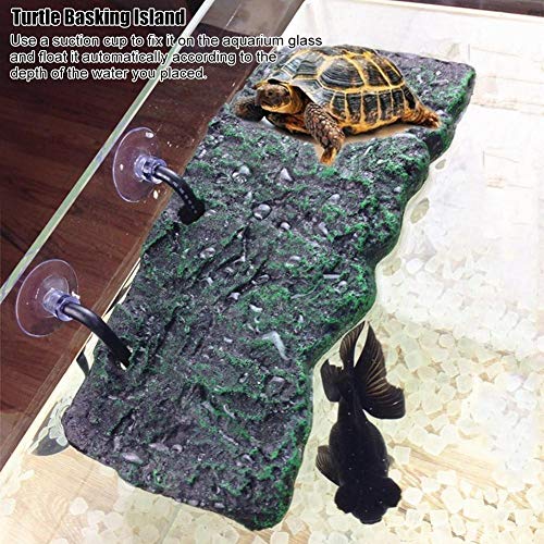 Tartaruga Basking Platform Tartaruga galleggiante galleggiante Pier Terrapin Dock Rane Rettile Piattaforma rampa Terrario Ornamento serbatoio con ventosa per Animali semi acquatici(M)