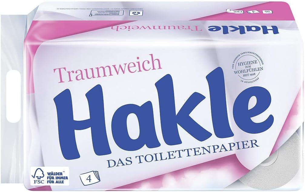 Hakle “Traumweich” Toilet Paper, 4-Ply, Pack of 1 (1x 16 Rolls)
