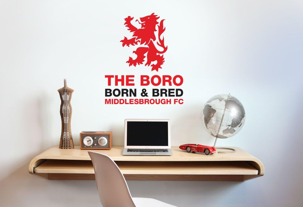 Beautiful game 5060000000000 - Middlesbrough born and bred stickers wall art print football mural bedroom home (red)