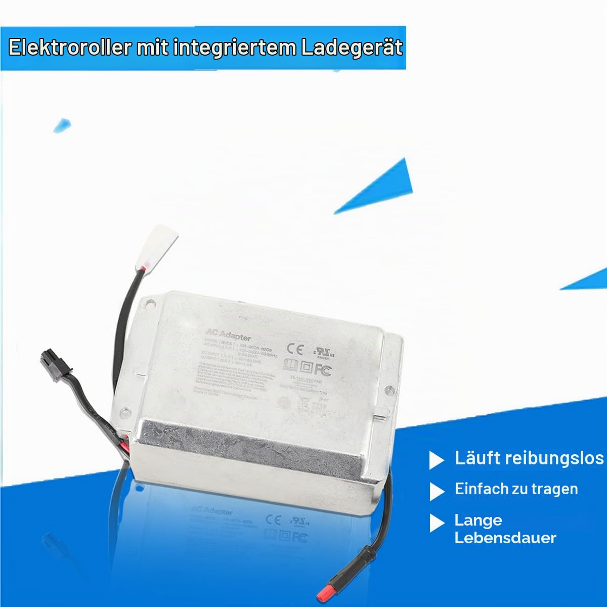 Mreryyse E Scooter Ladegerät, 100–240V Ladegerät für Elektroroller | 42V 2A Ladegeräte für Scooter,Elektroroller Eingebautes Ladegerät für Ninebot MAX G30