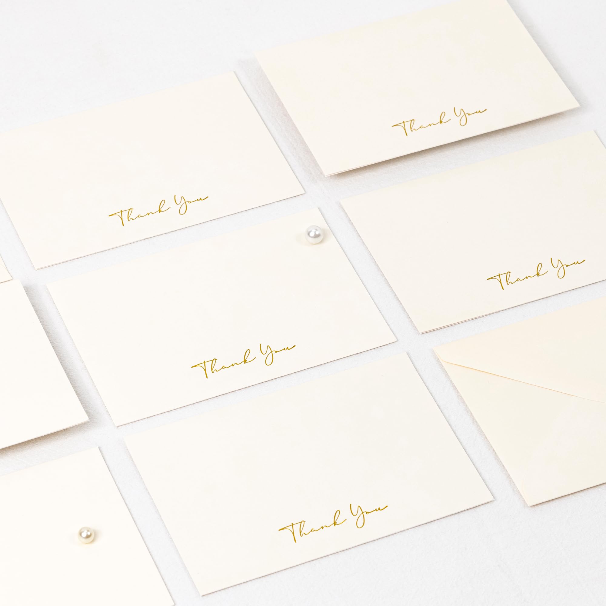 Crisky Lot de 50 cartes de vœux de remerciement avec enveloppe ivoire pour mariage, fête prénuptiale, fête prénatale, affaires, remise de diplôme