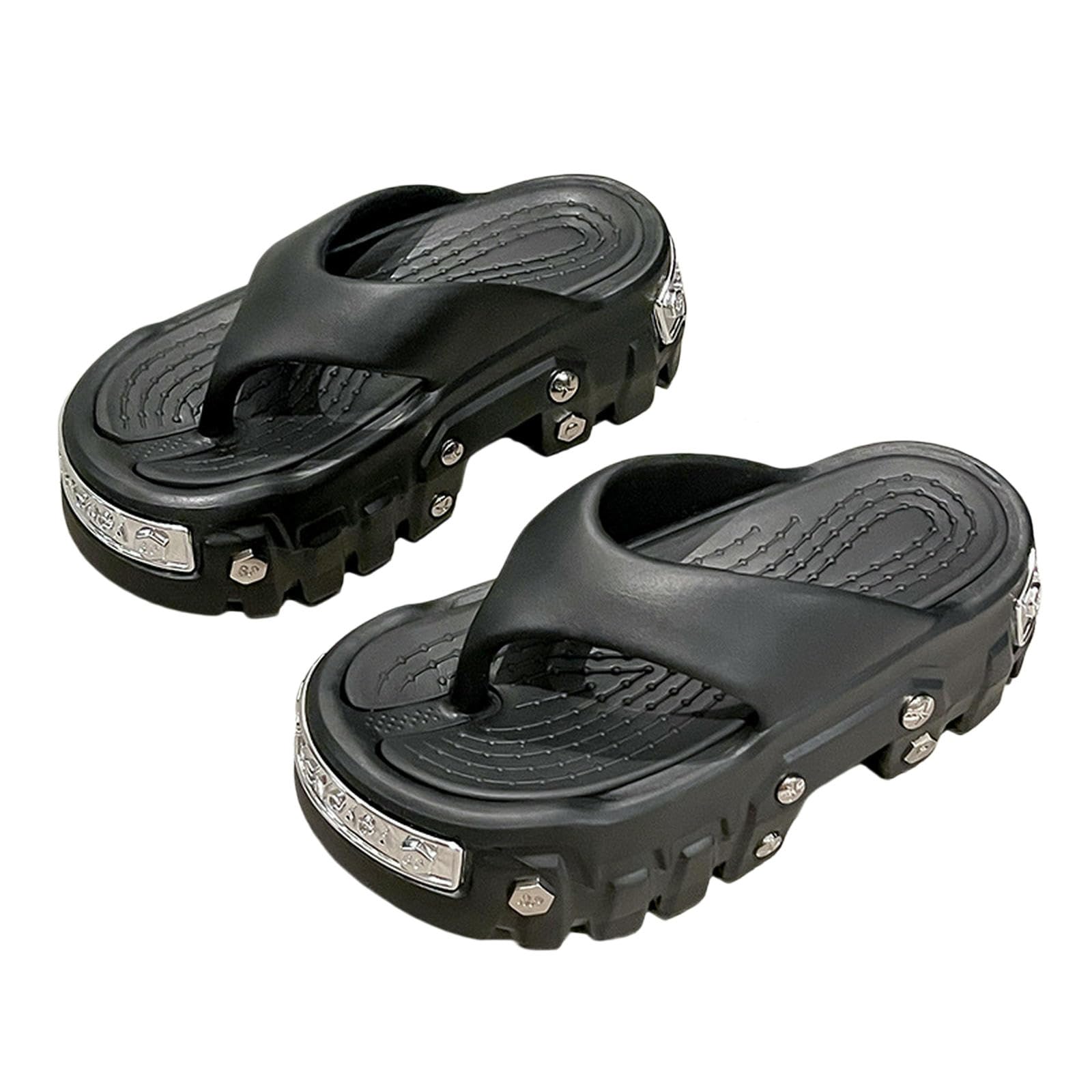 Tongs Homme Tong Femme Antidérapantes À Plateforme Grande Taille Anti-odeurs Chaussures pour Dames Et Messieurs Usage Quotidien-noir-42 43