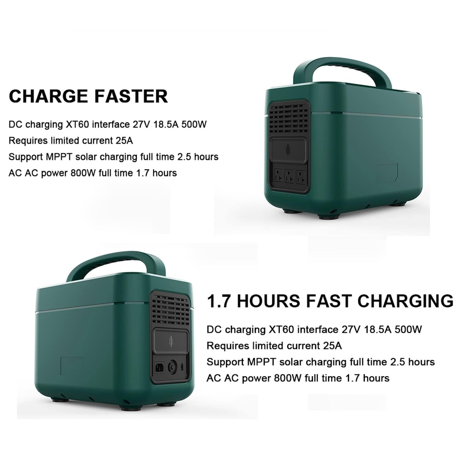 Estación de energía portátil de 1000 W con tomacorrientes de CA y Ventilador Doble, para Uso doméstico, emergencias, Cortes de energía y Camping (220 V).
