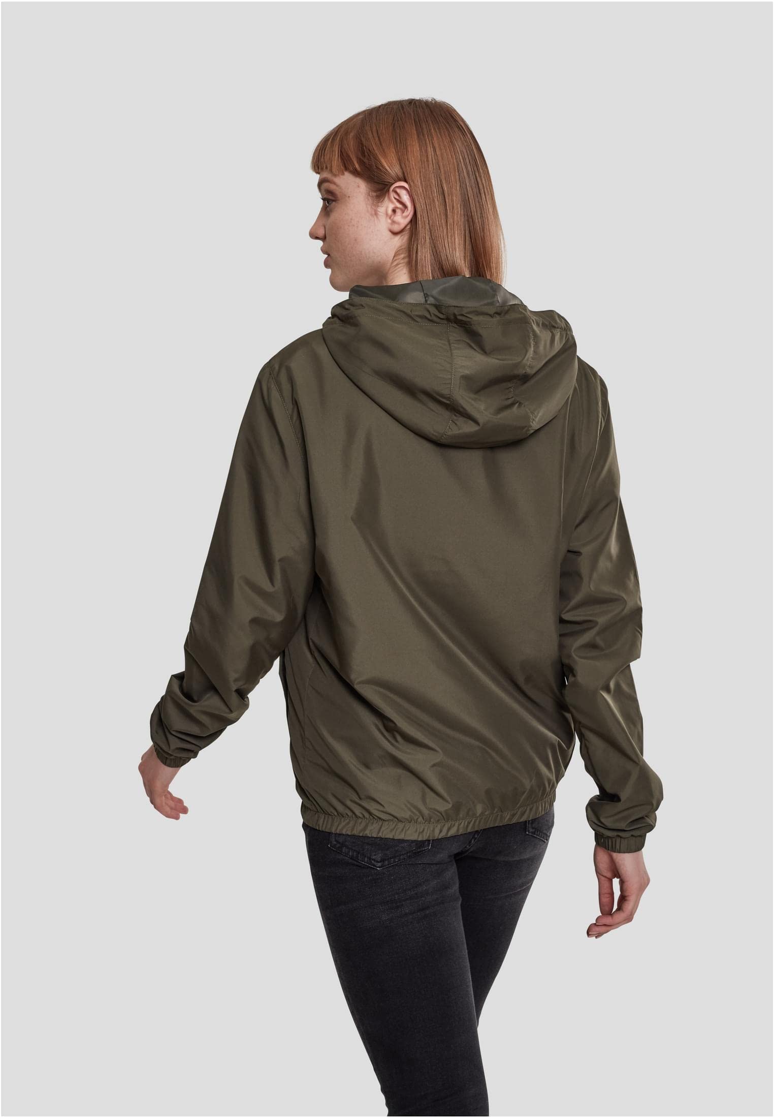 Urban Classics Damska wiatrówka z kapturem dla kobiet, damska kurtka Basic Pull Over Jacket dost?pna w ponad 10 wariantach kolorystycznych, rozmiary XS - 5XL, ciemnooliwkowy, M