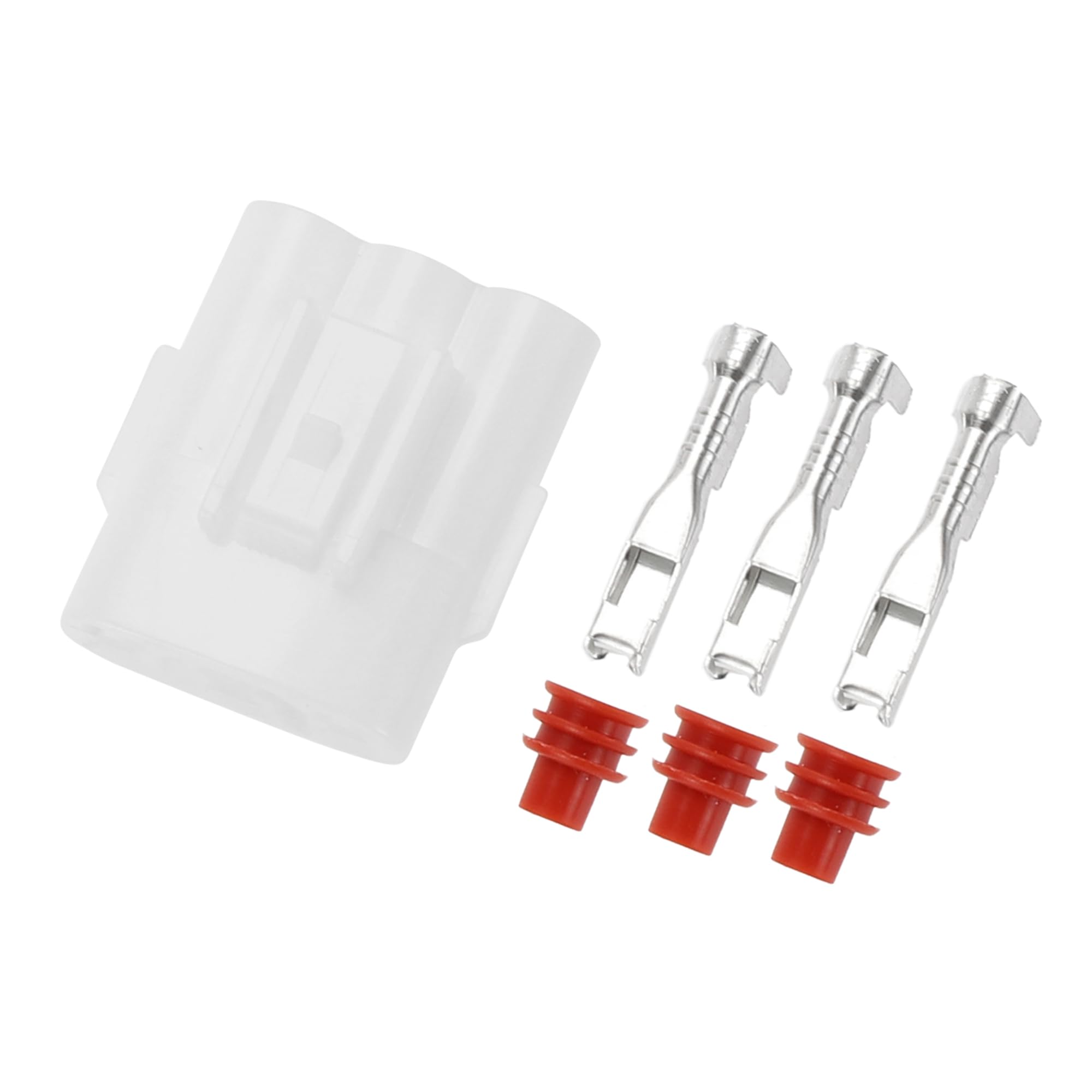 INFINAUTO 3 Pin Car Electrical Wire Connector Plug Housing Kits, 2mm Series Car RV Truck Female Wire Terminal Connector White, 1 Set