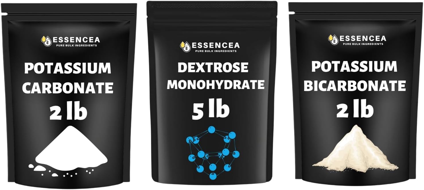 Potassium Carbonate 2lbs, Dextrose Monohydrate 5lbs & Potassium Bicarbonate 2lbs | Three Essential Powders | Home & Workshop Use | Value Combo Pack