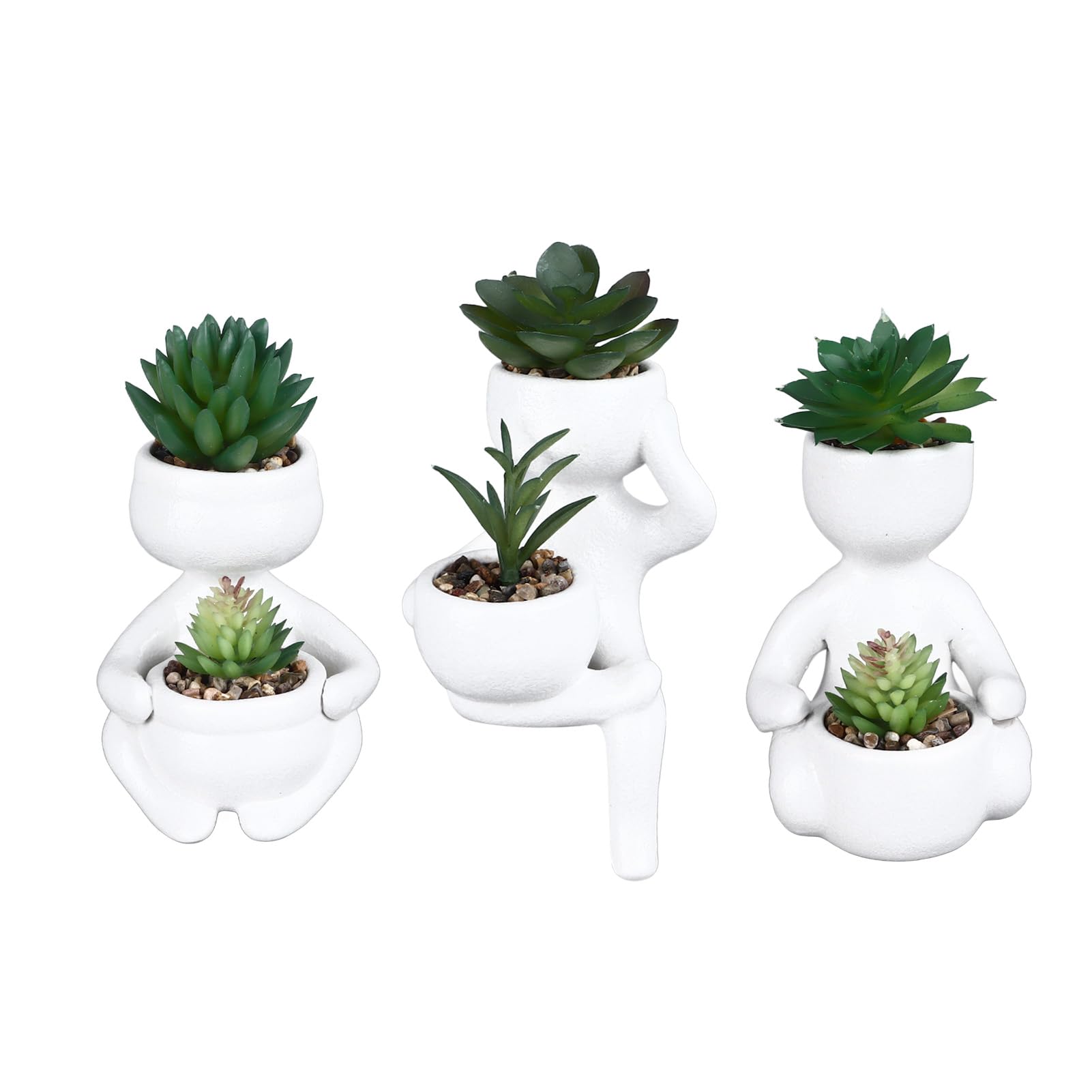 Pots Succulents Artificiels et fausses plantes mignonnes pour déco maison blanche