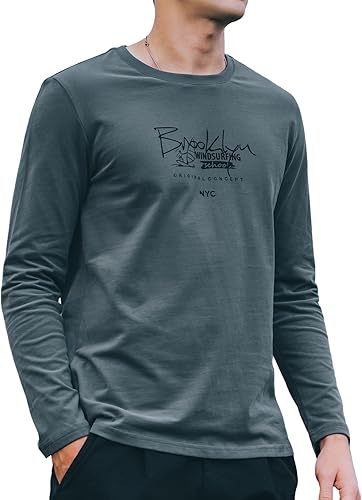 ZVX Brooklyn Pattern Pure Cotton T-Shirt Heavyweight Printed Base Shirt Round Ne
