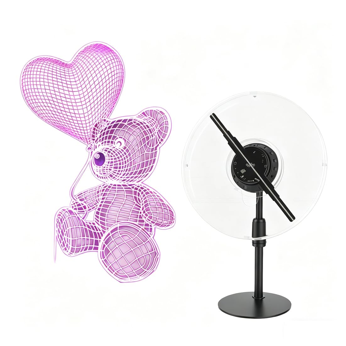 LICAEVEY Ventola con Ologramma 3D da 9,1 Pollici per Negozi Aziendali, Bar, Centri Commerciali, Ristoranti, Eventi, Editing di Immagini Video Personalizzate con Software per PC di (Spina europea)