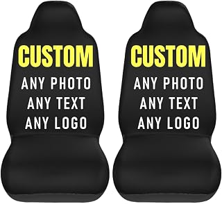 Custom Car Seat Covers Personalized Car Seat Covers Front Seats with Photo Text Name Protector Cover Case Elastic Non Slip Soft Auto Decor Accessories Universal Fits for Cars Trucks SUV (1PC & 2PC)