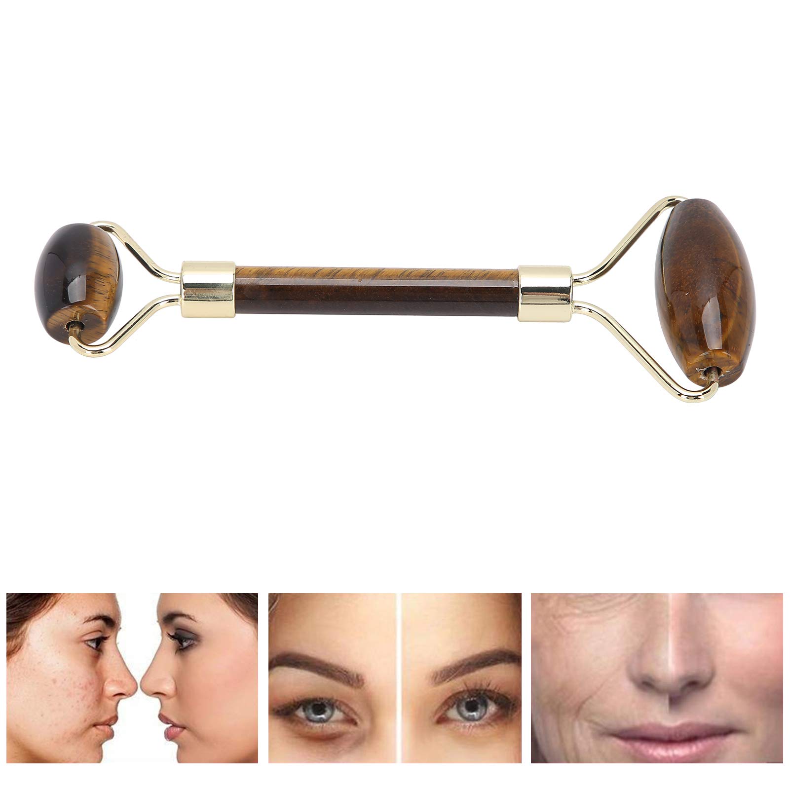 Rodillo de jade, masajeador facial, rodillo facial para piel, ojos, cuello para antienvejecimiento, reduce las arrugas de los ojos y la circulación sanguínea(ámbar)