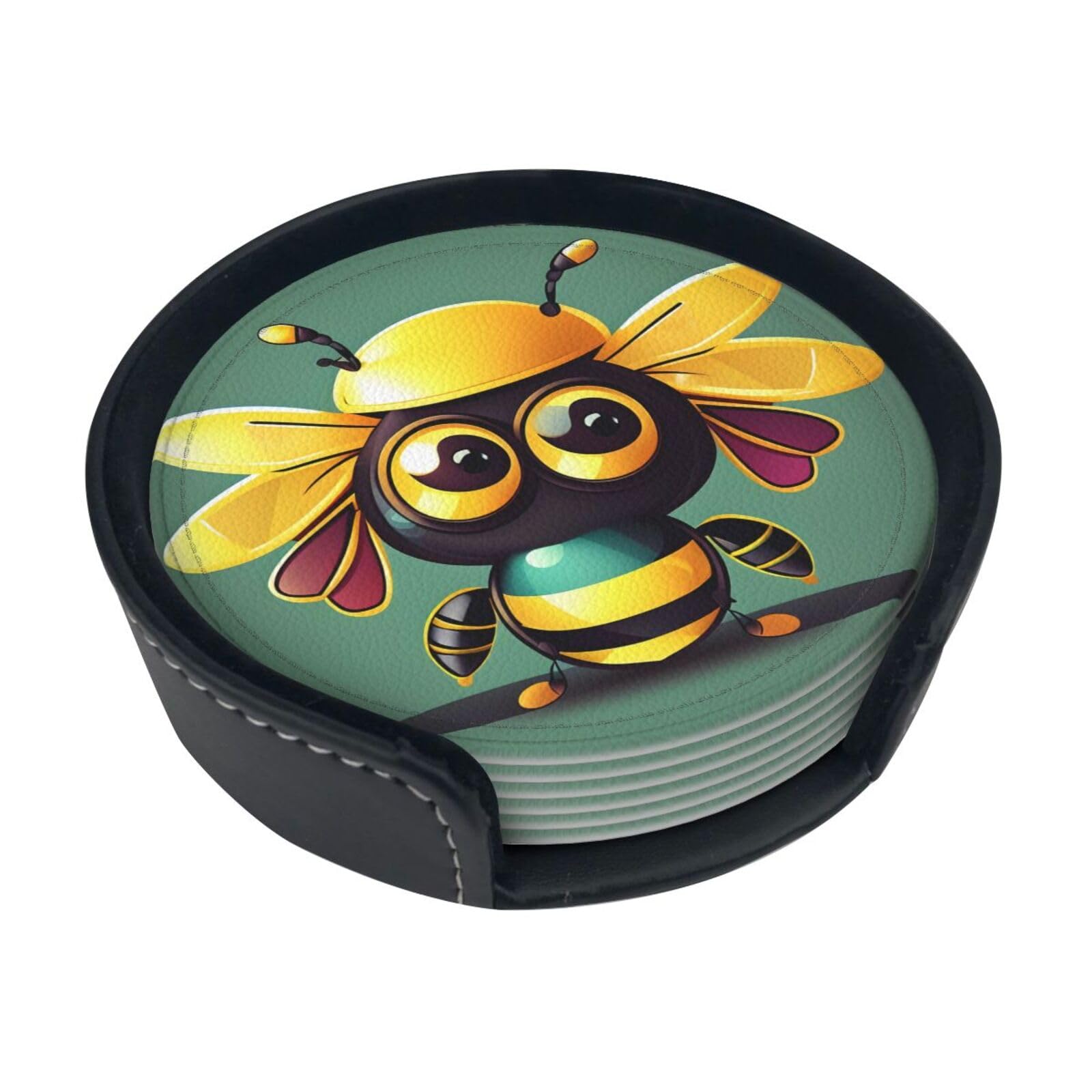 Dessous de verre abeille en polyuréthane : lot de 6 pièces pour décoration table de maison