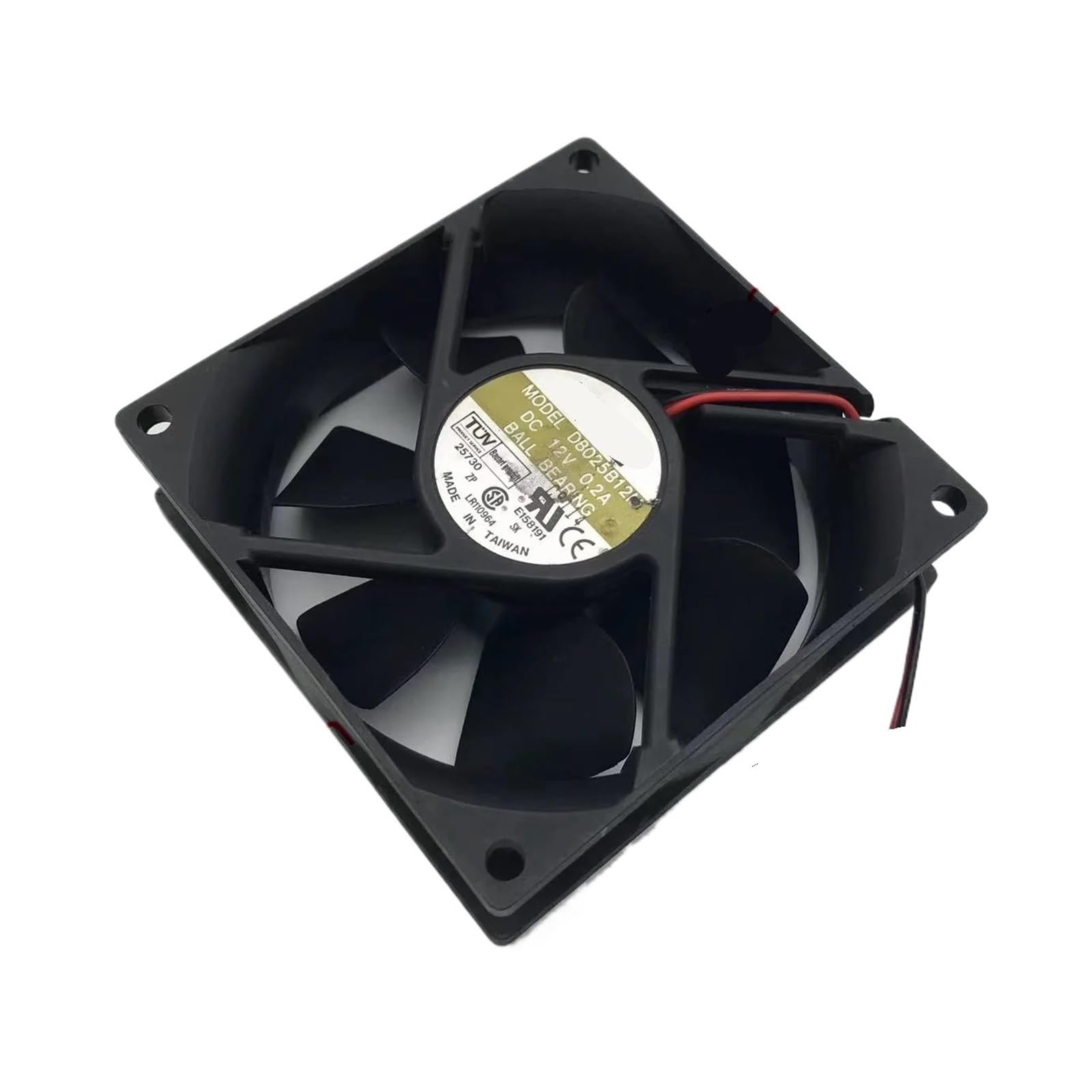 UITGVDQAT D8025B12L DC 12V 0.2A 80x80x25mm 2-Wire Server Cooling Fan