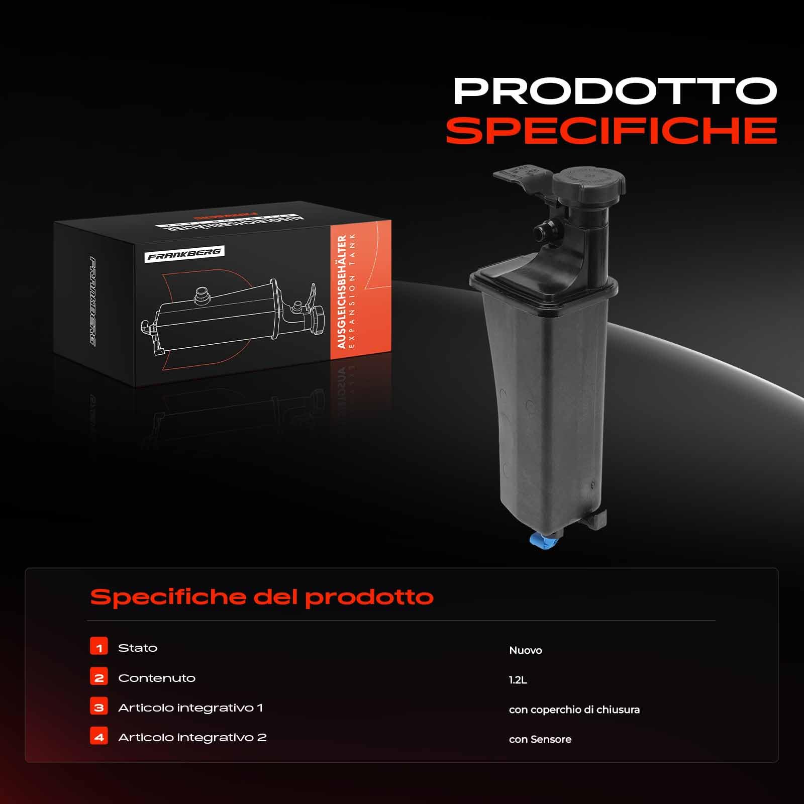 Frankberg Serbatoio di Espansione Refrigerante Intestazione Compatibile con Serie 3 Touring E46 2.0L Serie 3 E46 1.9L Serie 3 E46 2.0L Serie 3 Touring E46 1.9L X5 E53 3.0L Replace# 17137787040