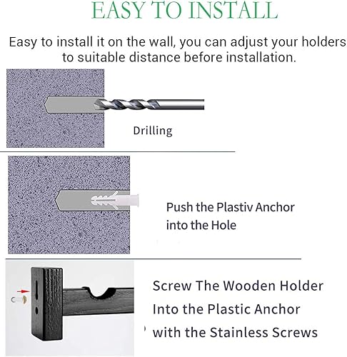 Miniatura 5 de Soporte de pared para bate de béisbol, soporte de madera maciza con tornillos ocultos para sóftbol y béisbol