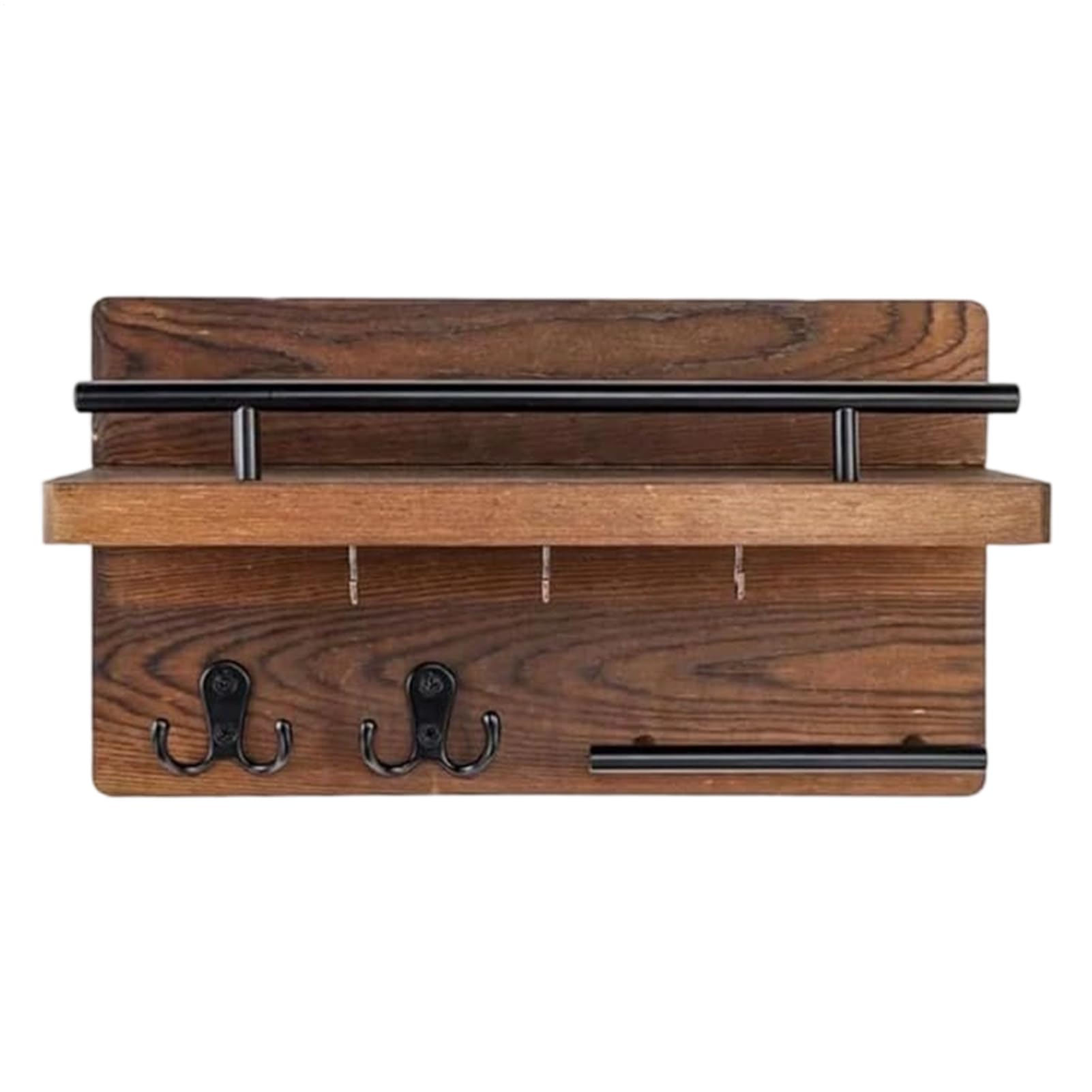 Estante flotante de madera para colgar mochilas y organizar llaves en casa