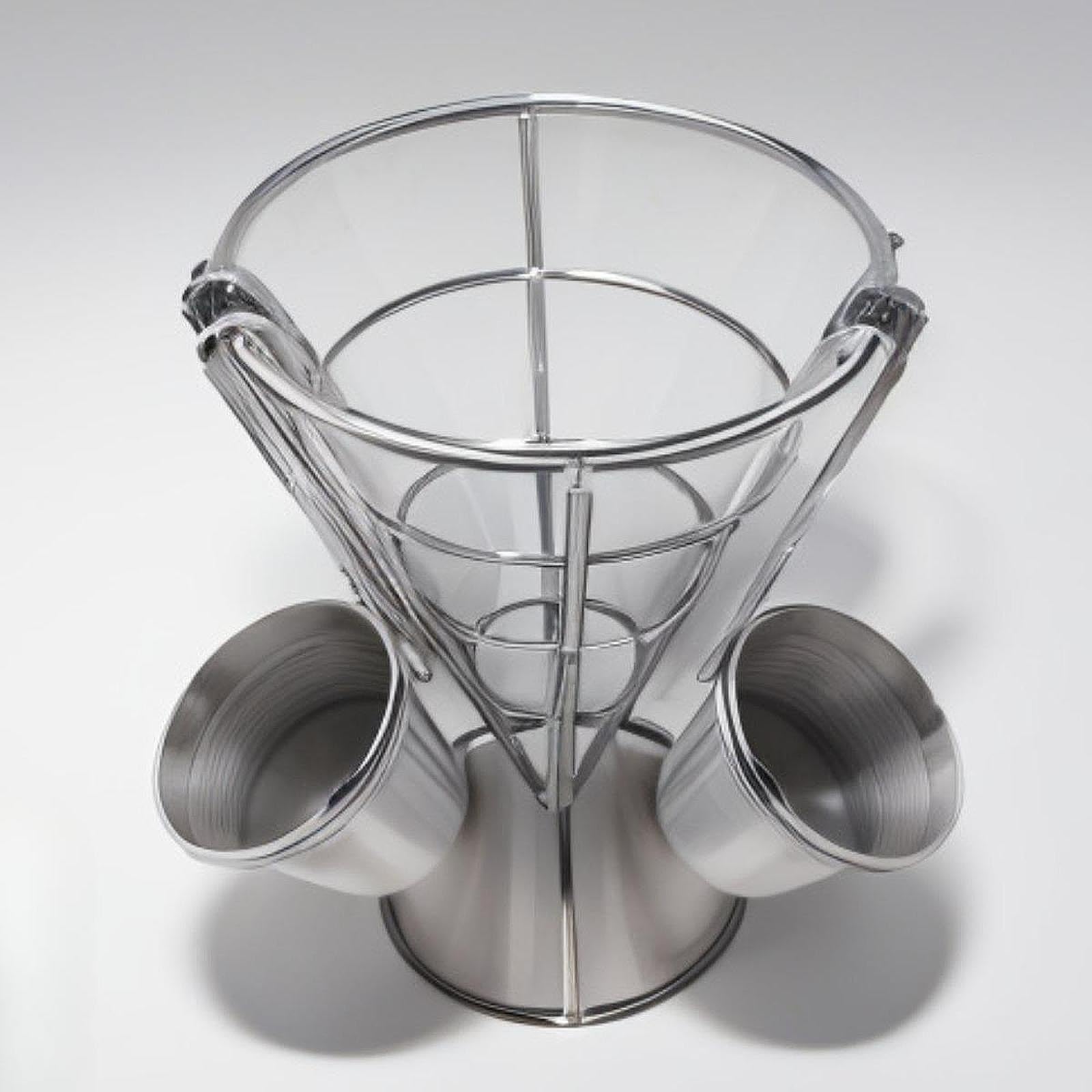 Bothyi French Fries Stand Chicken and Fries Holder, Creative Cone Basket, Portable French Fry Stand Snack Basket for Restaurant, Double Cup