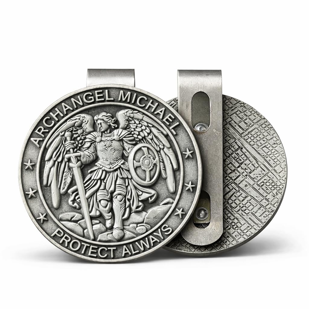 Saint Michael Archangel Car Visor Clip, St Michael Medal for Auto Travel Accessories, Guardian Angel Visor Clip, Talisman for Safety, Catholic Gifts for Long Trips Family Friend Driver, 1 Pack