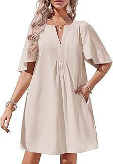 Womens Flutter Short Sleeve Mini Dress Casual V Neck Loose Flowy Summer Dresses - Buy now