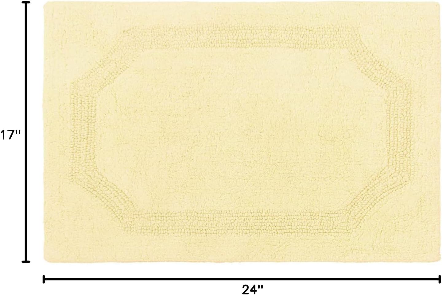 Yellow Cotton Reversible Bath Rug with Loop and High-Cut Fibers