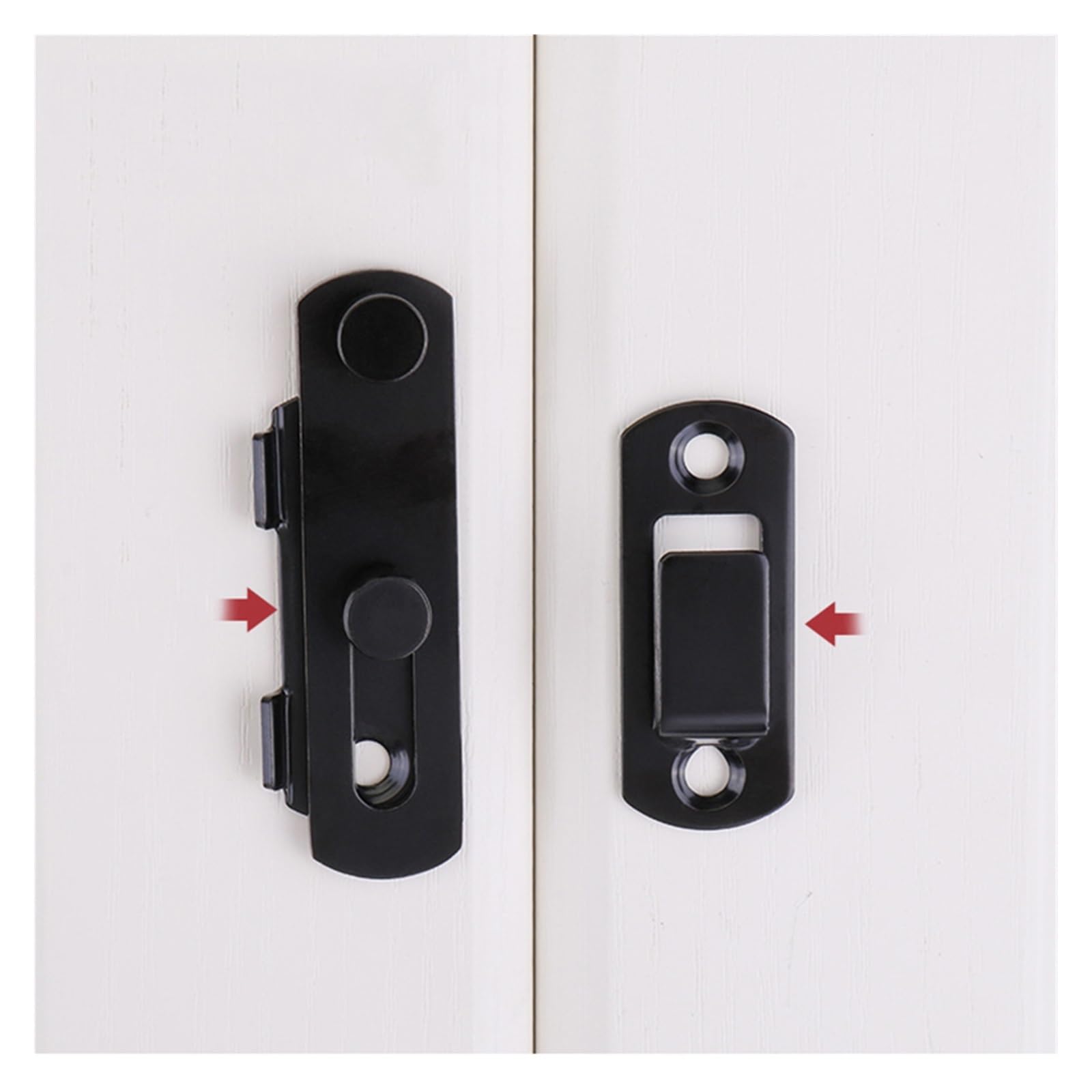 Cerrojo para Puerta, Cerradura de Puerta Pestillo de Puerta corredera Acero Inoxidable Ángulo Recto 90 180 Grados Multicolor(180du-l-black)
