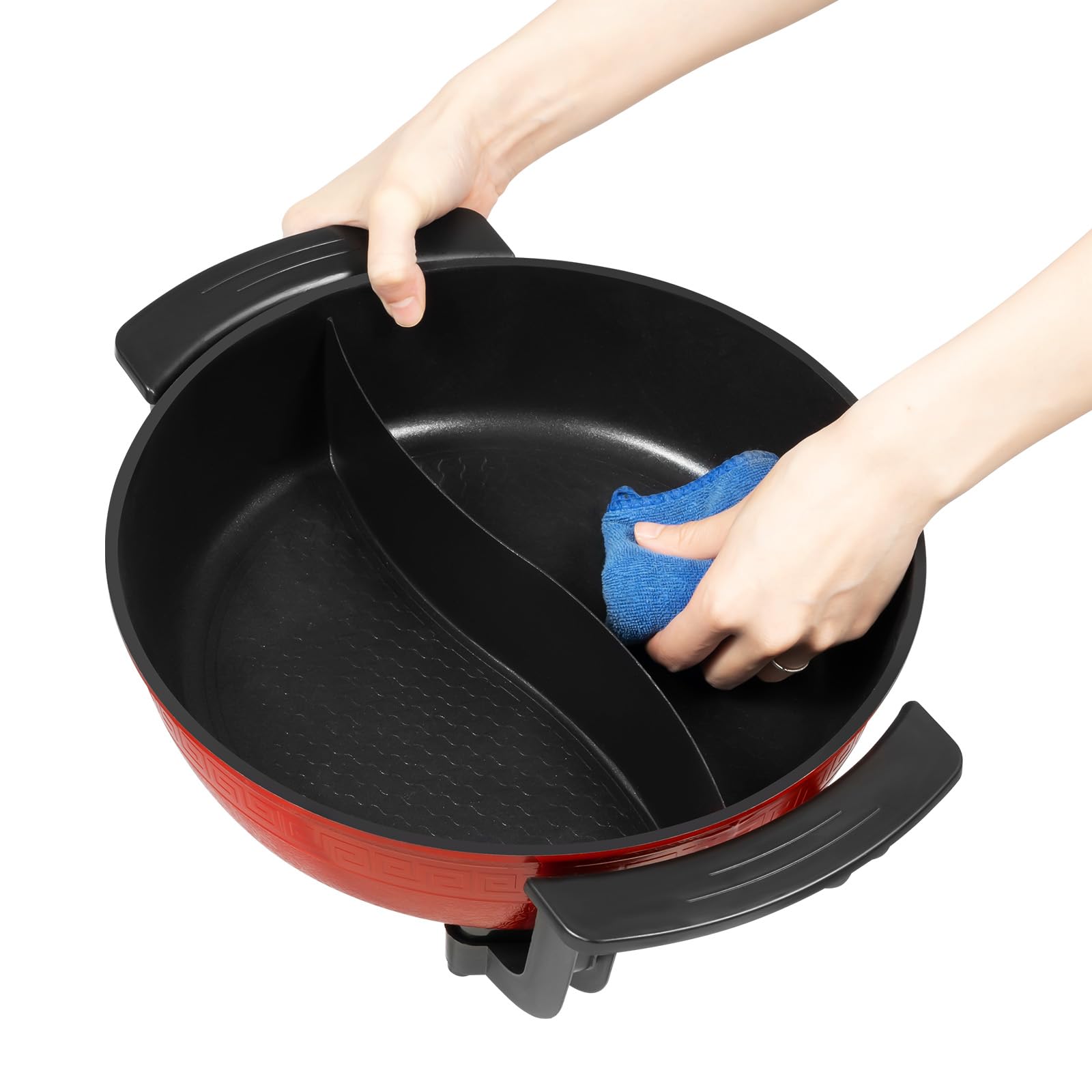 Olla caliente eléctrica de 6 litros, actualizada, olla caliente separable de doble cara, 1360 W, olla caliente eléctrica, fondue para 6 personas, con tapa, fondue, termostato ajustable, olla caliente