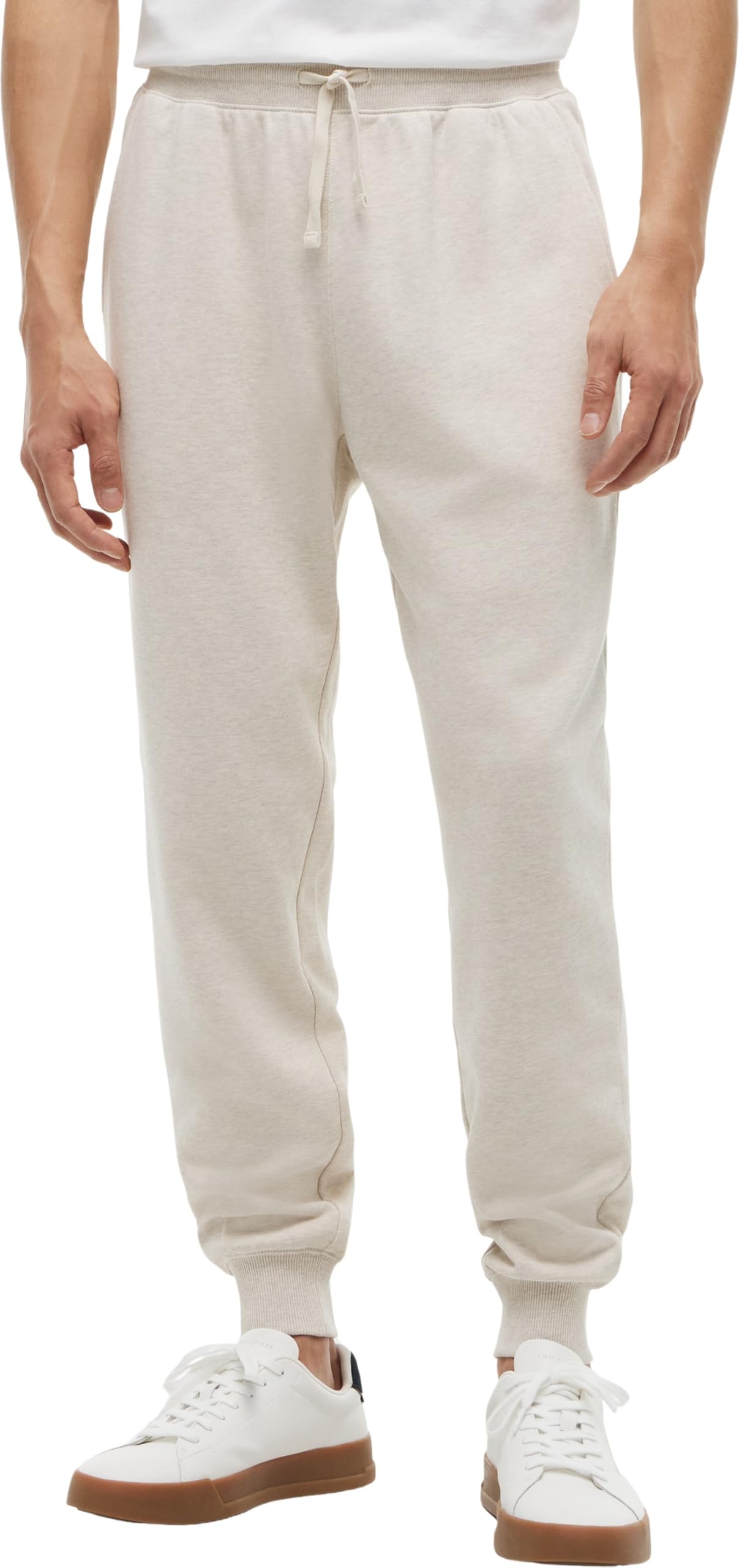 Tommy Hilfiger Pantalón de chándal Hombre Essential Terry Sweatpant de algodón, Beige (Heathered Oatmilk), XL