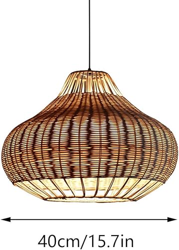 Miniatura 6 de CHENKUI Lámpara de ratán de estilo rústico, lámpara de araña natural tejida a mano para restaurante, lámpara colgante de bambú para colgar lámpara