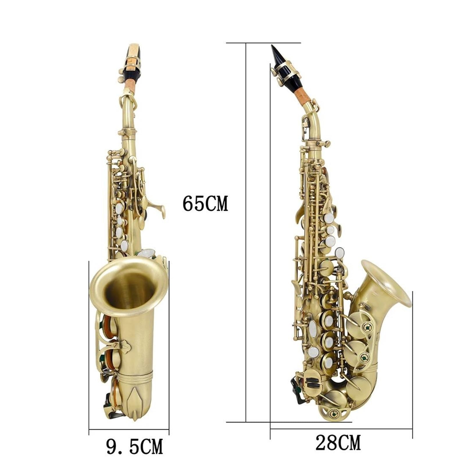 Saksofony Dla Początkujących Zestaw Saksofonu Sopranowego Vintage W Tonacji B Dur Dla Początkujących Zestawie Etui(2)